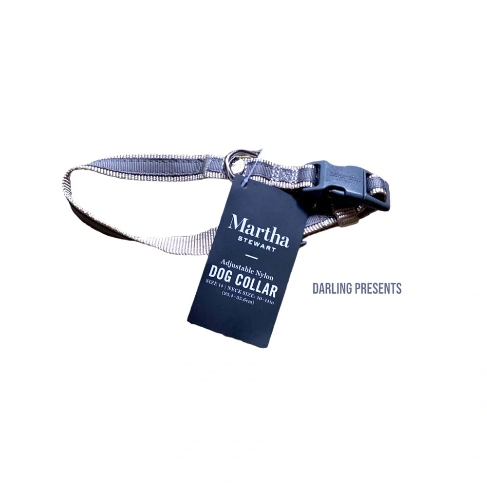 Martha Stewart Adjustable Nylon Dog Collar Color Bowtie Tan Size 14/S